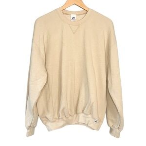 Vintage Russel Athletic Tan Beige Crew Neck Sweatshirt XL